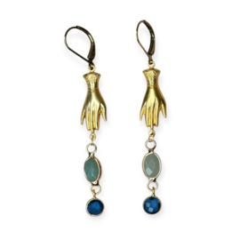 Pari Hand Gemstone Earrings Blue