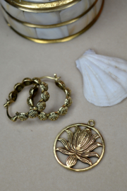 Button Hoops Oorbellen - Brass