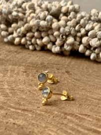 Labradorite 3-Dots Studs Gold Vermeil Oorstekers