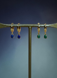 Malachite Goutte Earrings - Gold Plated