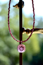 Granaat en Roze Toermalijn Ketting - Sterling Zilver