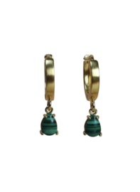 Malachiet  Goutte Oorbellen - Gold Plated