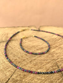 Sapphire / Ruby Beaded Necklace