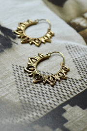 Lotus Hoop Earrings Brass