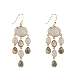 Pune Long Gemstone Earrings Gold Vermeil