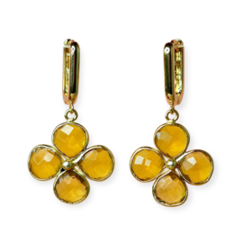 Golden Bloom Citrien Oorbellen - Gold Plated