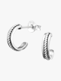 Rope Half Hoop Oorstekers - Sterling ZIlver