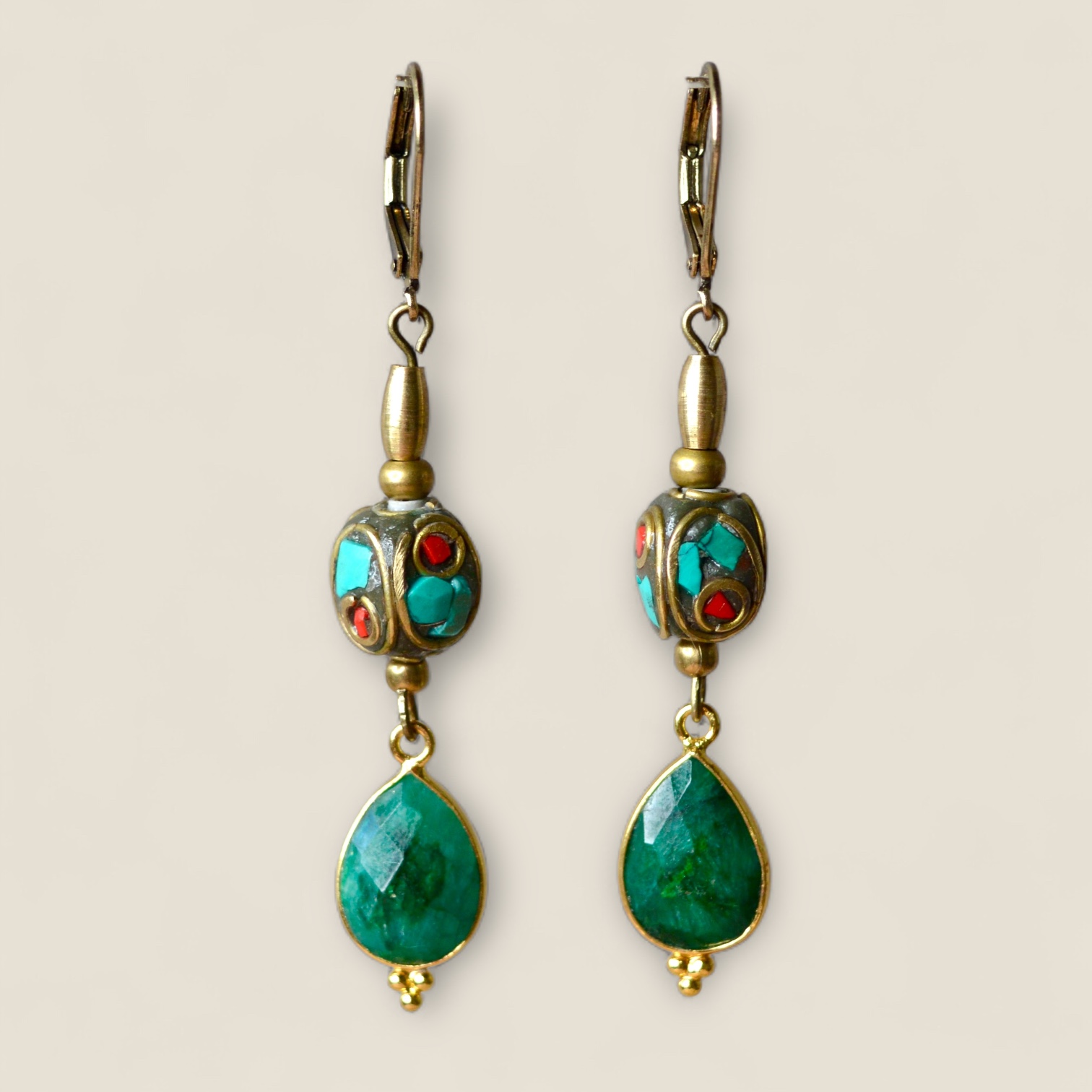 Pathura Green Gemstone Earrings
