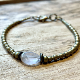 Brass & Moonstone Beaded Bracelet / Armband