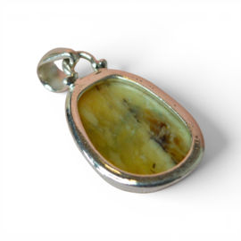 Gele Dendritische Opaal Hanger - Sterling Zilver