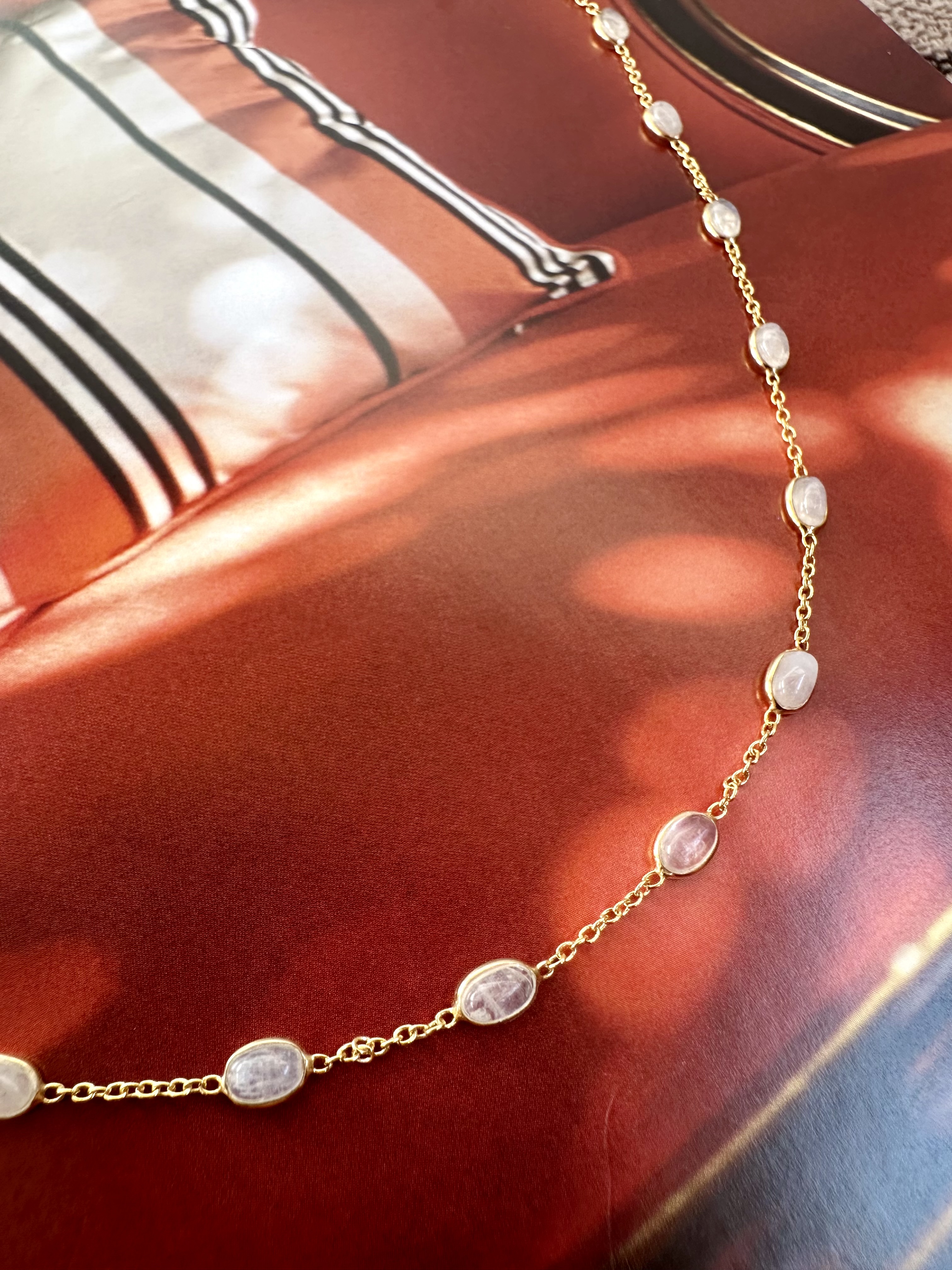 Moonstone Mineral Necklace Gold Vermeil