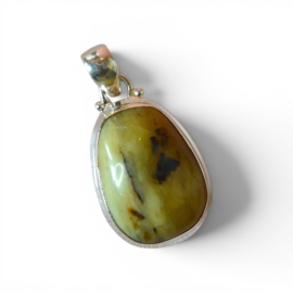 Gele Dendritische Opaal Hanger - Sterling Zilver