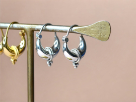 Dotted Stripe Hoops Sterling Silver