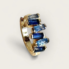 Blue Zircon Hoop Gold Plated