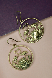 Crane Love Earrings Brass