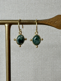 Armelle Moss Agate Gold Vermeil Earrings / Muja Juma