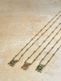 Square Labradorite Gold Vermeil Necklace / Muja Juma 