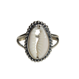 Dotted Cowrie Shell Ring Sterling Silver