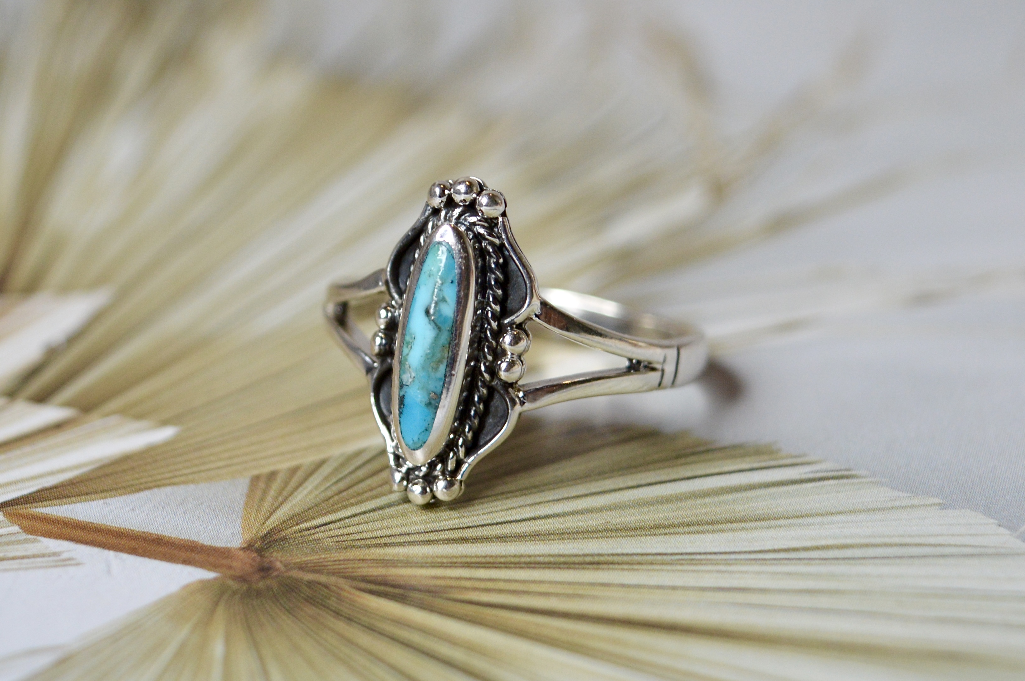 Native Mohave Turquoise Ring Sterling Silver