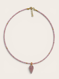 Roze Opaal en Rozenkwarts Schelp Ketting - Gold Vermeil