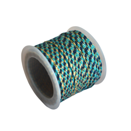 Gevlochten Koord 2mm Gold-Dark Blue (1 Mtr)