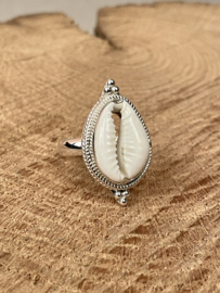 Cowrie Shell Ring Sterling Silver