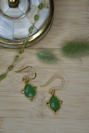 Seraya Prehnite Earrings Gold Plated