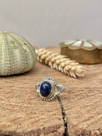 Oval Lapis Lazuli Boho Ring Sterling Silver