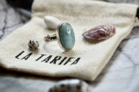 Oval Larimar Hammer Ring Sterling Silver