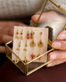 Red Agate and Dots Earrings Gold Vermeil/ Muja Juma