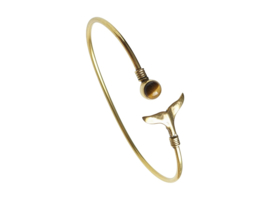 Tijgeroog Whale Tail Bangle - Brass