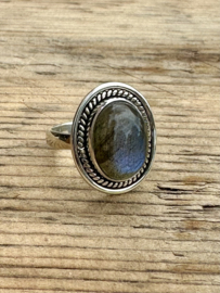 Oval Labradorite Ring Sterling Silver
