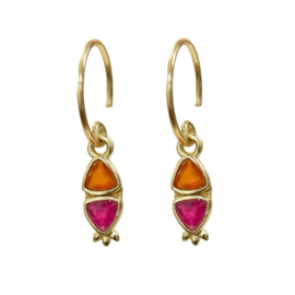 Red Agate & Ruby Earrings Gold Vermeil/ Muja Juma