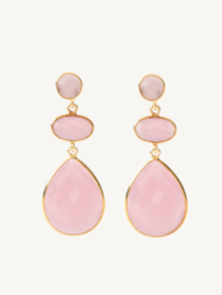 Rose Quartz Khyber Ear Studs - Gold Vermeil