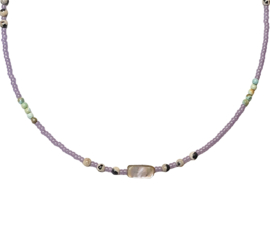Dalmatian Collection Purple Beaded Necklace (Silver/Gold) (1pc)