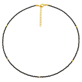 Black Onyx Beaded Gold Vermeil Necklace