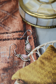 Pink Opal Earrings Sterling Silver