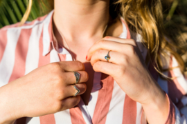 Beaded V Ring Sterling Silver