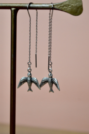 Zwaluw Earchains - Brass Zilver