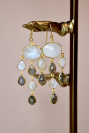 Pune Long Gemstone Earrings Gold Vermeil