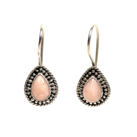 Pink Opal Dotted Earrings Sterling Silver Oorbellen