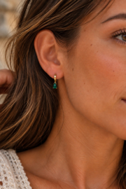 Malachite Goutte Earrings - Gold Plated
