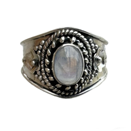 Boho Moonstone Ring Sterling Silver 18.5