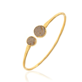 Labradorite 2-Stone Bangle Gold Vermeil Armband