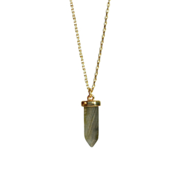 Labradorite Arrow Point Necklace Gold Plated