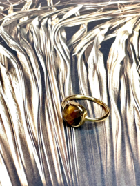 Square Tiger Eye Ring Gold Vermeil