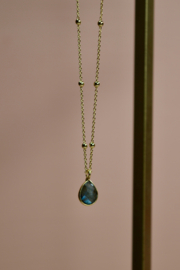 Labradoriet Rani Drops Ketting - Gold Plated
