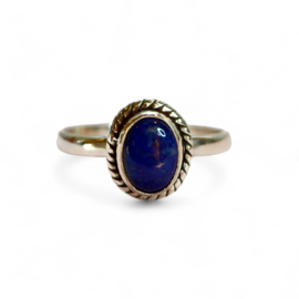 Braided Oval Lapis Lazuli Ring Sterling Silver