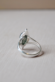 Moss Agate Star Gazer Ring Sterling Silver