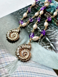 Parel en Amethist Amaya Ketting - Gold Plated